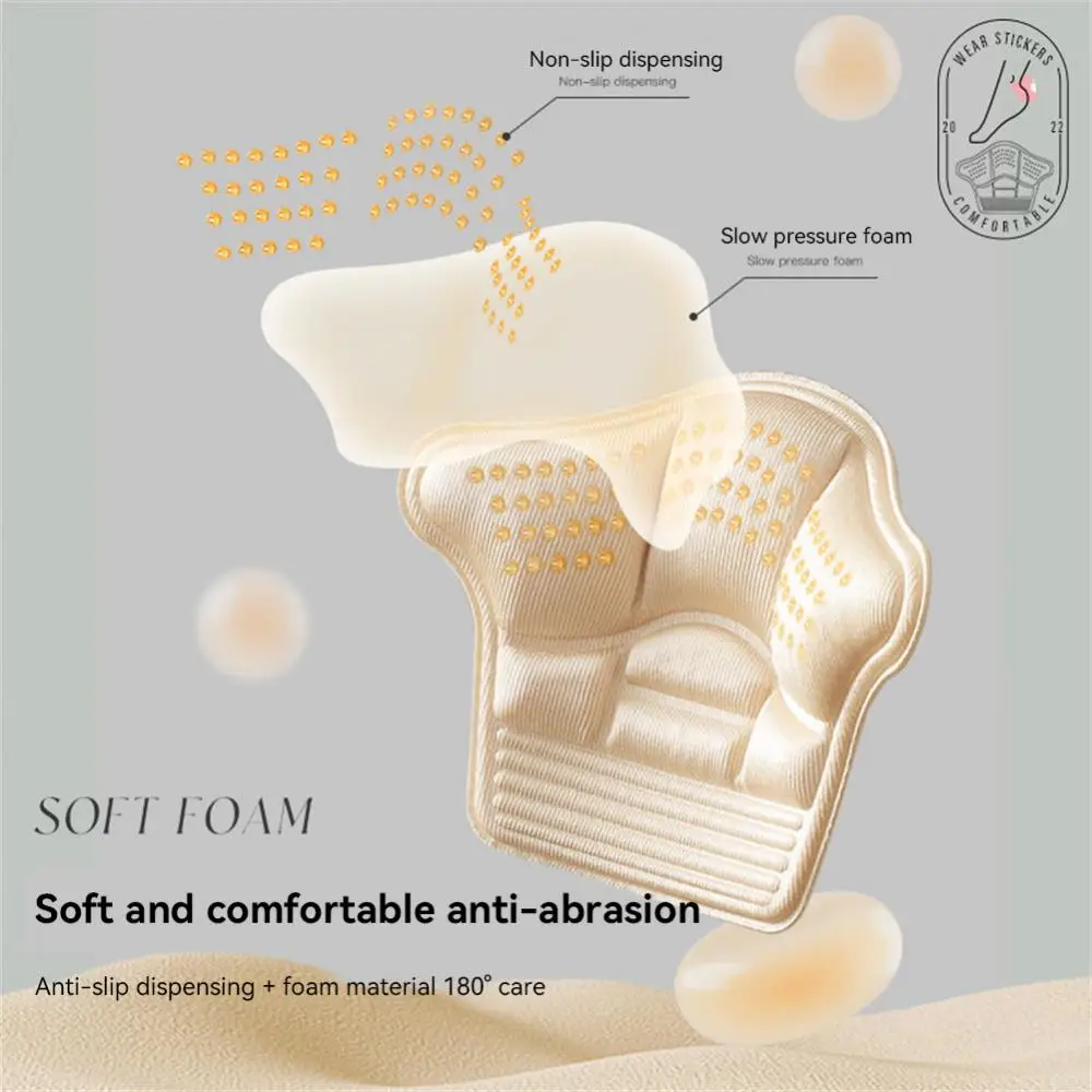 Heel Protector 1pair 5mm/10mm Pain Relief Non-slip Adhesive Shoes Accessories Heel Stickers Soft Adjustable Anti-wear Anti Slip