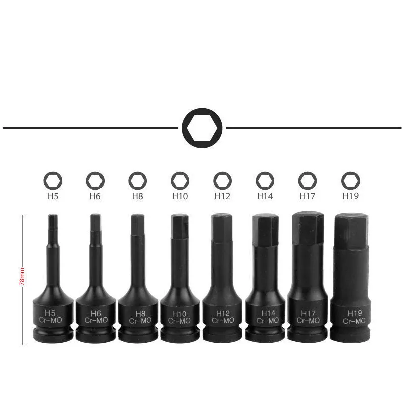 Imagem -06 - Impact Screwdriver Hex Bit Socket Bit Drive Cr-mo Steel Air Allen Keys Screwdriver Bit Metric H5toh22 Cr-mo para Reparo Automático