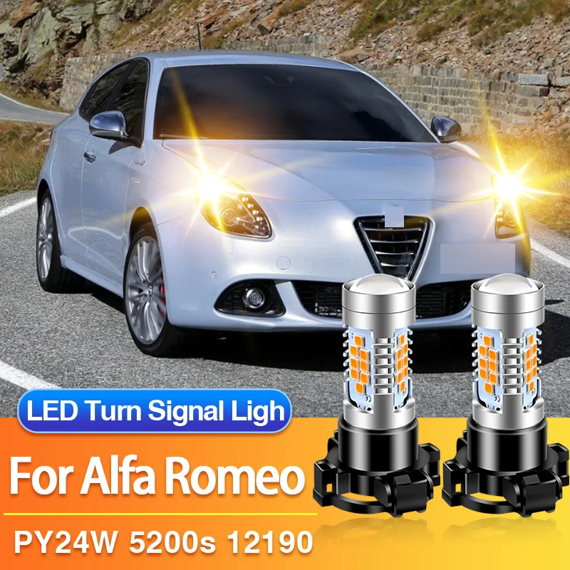 2PCS PY24W LED Front Turn Signal Light PY24WSV Blub for Alfa Romeo Giulietta Giulia, Car Amber Indicator Lamp Canbus No Error