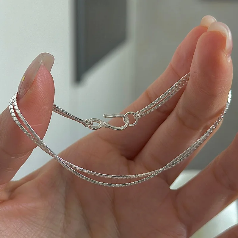 

[Cciris.Com] S925 Silver Double Layer Bracelet Japanese Vintage Minimalist Hypoallergenic Wholesale Stacking Jewelry for Women