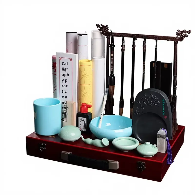China Origin Wholesale Four Treasures Learning Calligraphy Set Brush Ink Paper Inkstone; Adult Beginner Gift Box