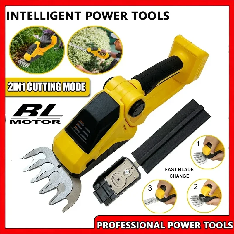 Fit Dewalt 2-in-1 Cordless Handheld Hedge Trimmer for 20V Battery Shrub Pruning Weeding Mower Garden Tool