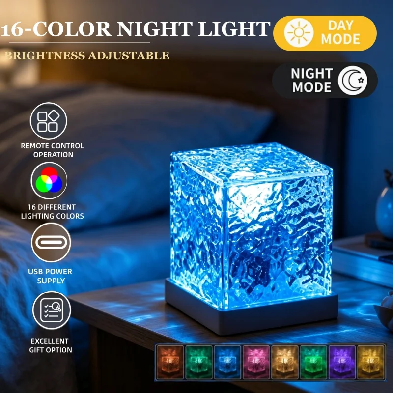 Bedroom Night Light Adjustable Brightness Night Light 16 Color Changing Atmosphere Light Desktop Decorative Light Mood Lighting