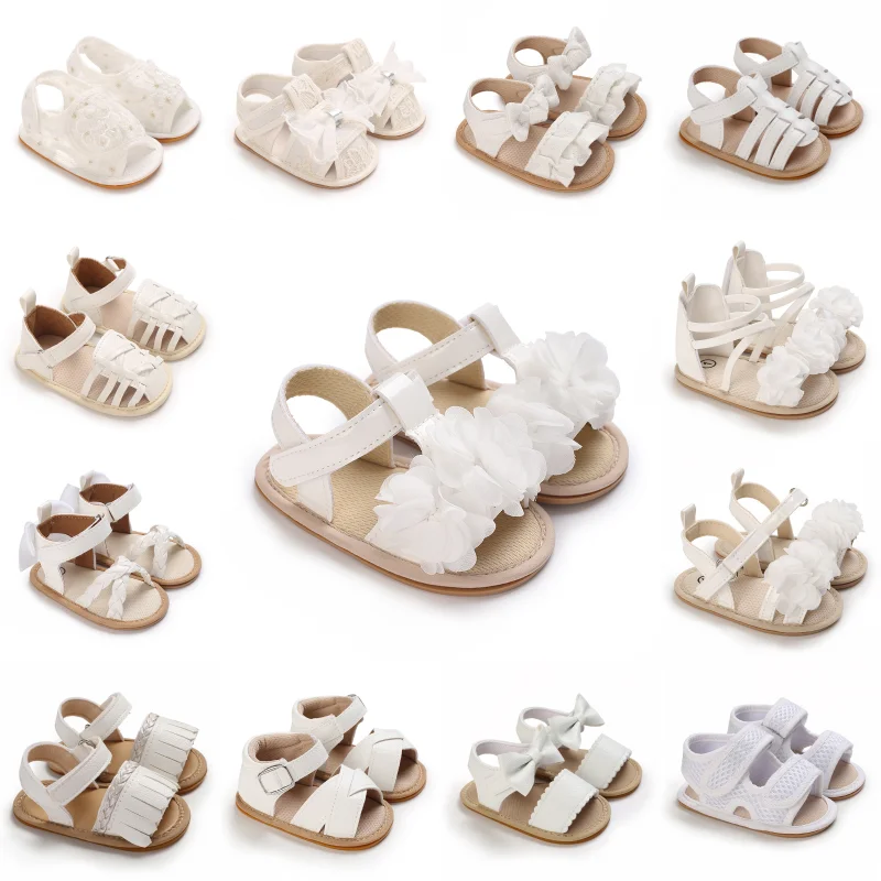 0-18 months summer baby girl sandals fashionable white princess baby shoes non slip comfortable casual walking shoes