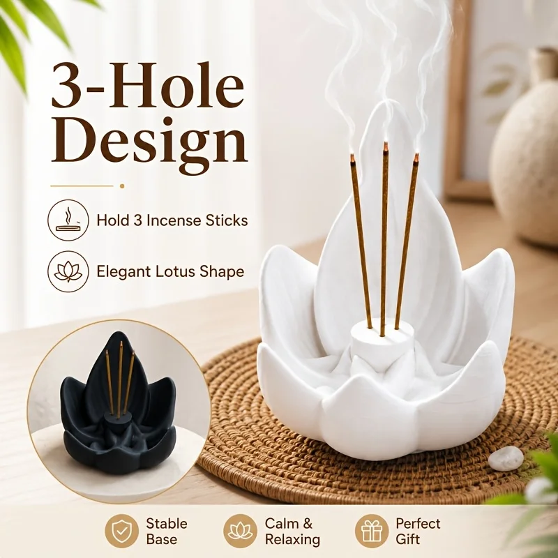 1-Piece Lotus-Shaped Incense Burner, Creative Lotus-Shaped Incense Burner, Home Fragrance Decoration, Helps Regulate Mood, Purify the Air, Home Decor Ornament, Great Gift Item