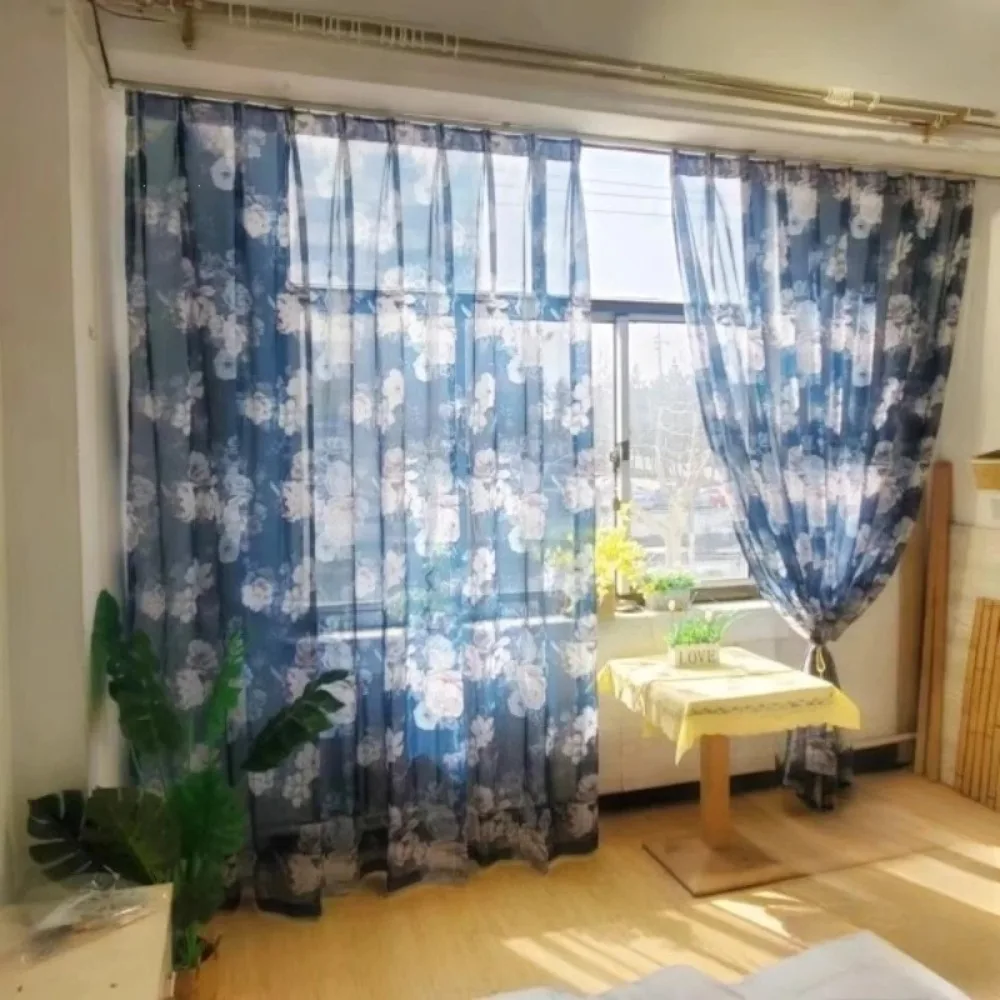 Modern Chinese Painting Curtains Landscape Sheer for Living Room Light Filtering Artistic Window Zen Style Traditional Partition