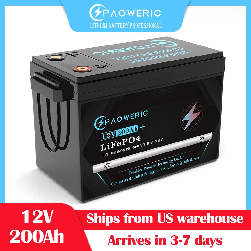 

12V 200Ah LiFePO4 Battery, Rechargeable Lithium Battery with 150A BMS,Service life of 10 yearsPerfect for RV,Solar,Off-Grid