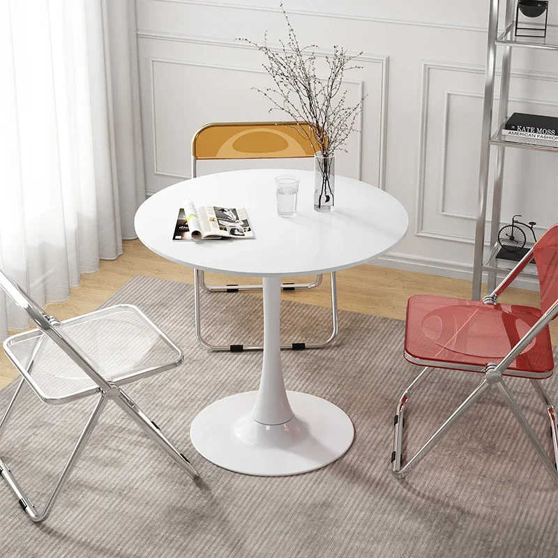 Wind White Round TableModern Minimalist Living Room FurnitureSmall Casual Coffee TableWide-seated Desktop Side Table