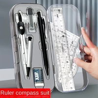 8PCS Drawings for Geometry School Compasses, Mechanical Pencils, Protractors, Rulers, and Tripods, with Storage Boxes