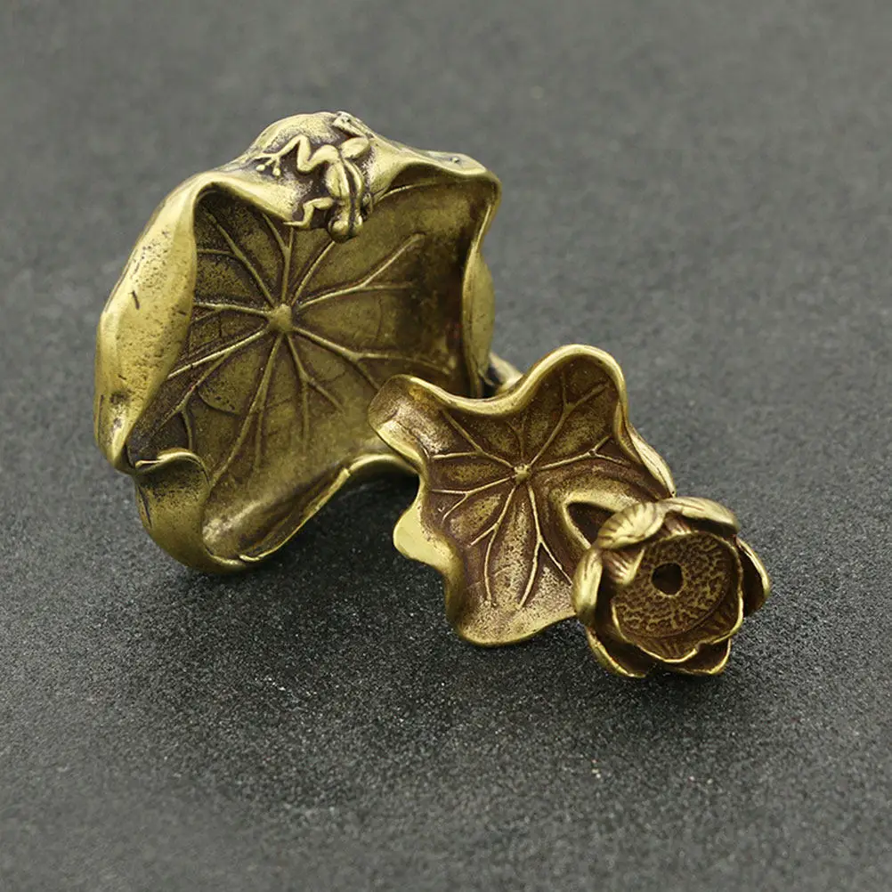 Backflow Lotus Leaf Incense Burner Pure Copper Classic Insert Hole Aroma Therapy for Study Bedroom Yoga Mediation