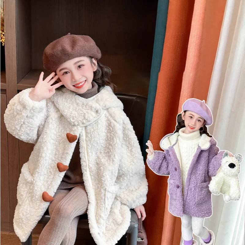 

Kawaii Casual Autumn and Winter Coat Tops Fashion Children's Clothing Jacket Girls' Velvet Clothes Girl 2025 Kids Jackets Girls'