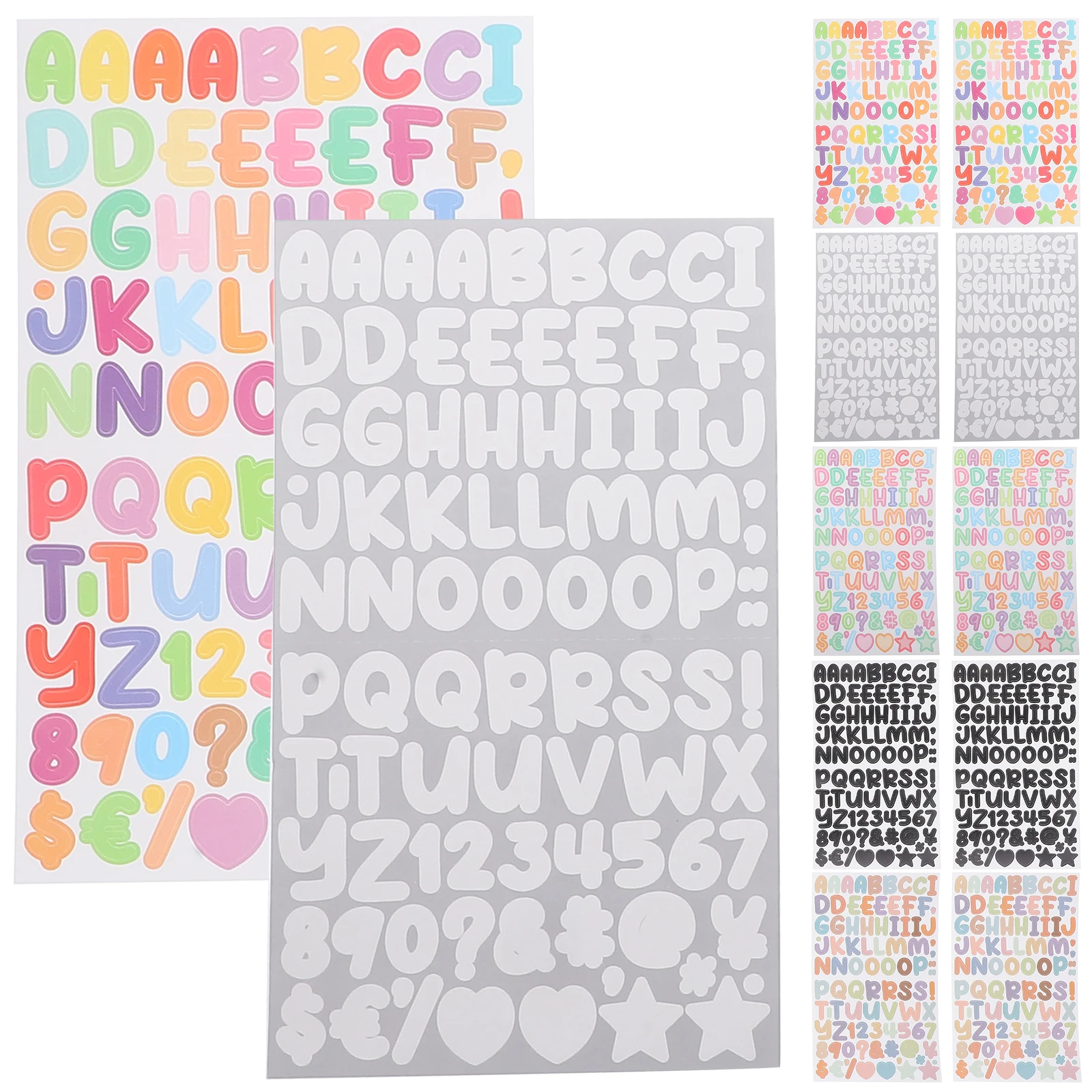 

45 Sheets Alphabet Letter Stickers Cartoon DIY Crafts Number Decals Clear Pattern Combine Peel Paper Smooth Surface Window