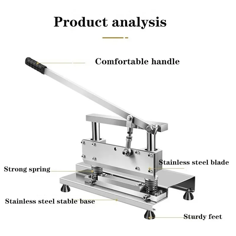 Stainless Steel Manual Bone Guillotine, Commercial Bone Cutter for Ribs, Trotters, Steaks & Lamb Chops