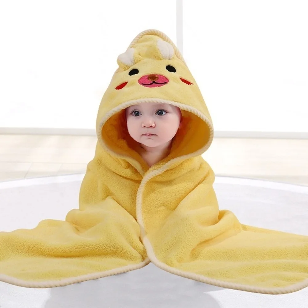 Coral Fleece Toddler Thin Bathrobe Highly Absorbent Large Size Infant Bath Towel Super Soft Cartoon Patterns Baby Blanket Unisex