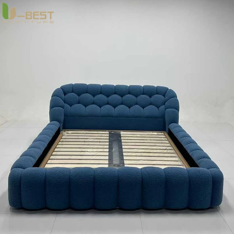 U-best Modern Italian Design Bed High-Density Foam Soft Bedroom Furniture 3D Fabric Fancy Bubble Bed