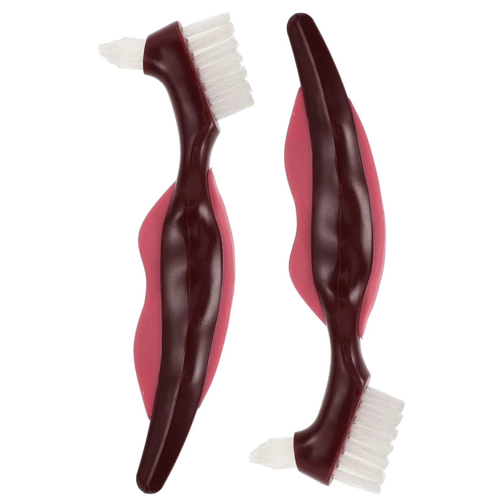 

Набор из 2 двусторонних щеток для чистки зубных протезов с жесткой щетиной, компактная эргономичная ручка, инструмент для гигиены частичных протезов для пожилых людей