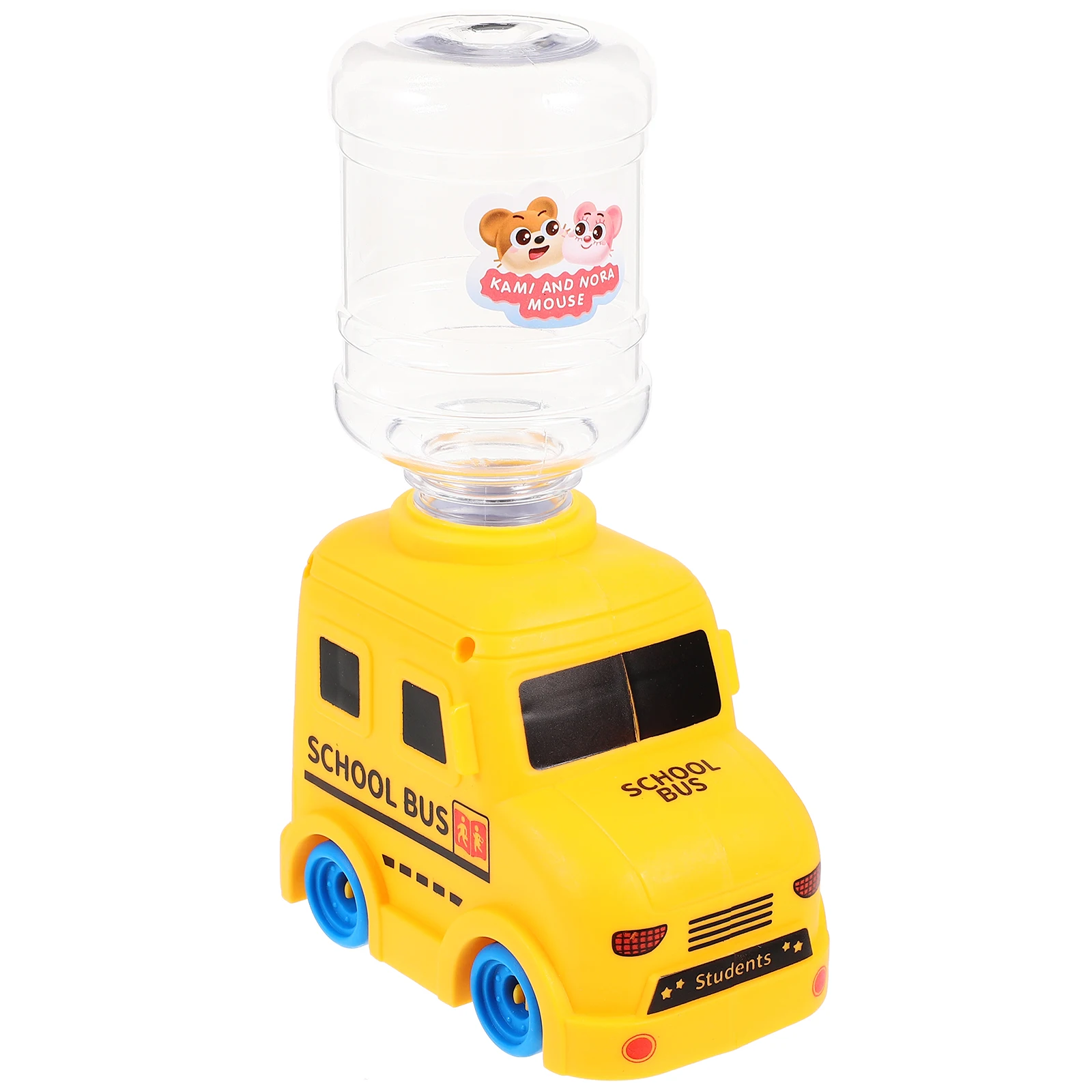 

1pc Mini Bright Colors Cartoon School Bus Water Dispenser Funny Water Dispenser Toy Kitchen Appliance Toy Plastic Material