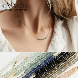 e-Manco Trendy Crystal Pendant Necklace for Women Multi Layered Stainless Steel Necklaces Women Imitation Pearl Chokers Necklace