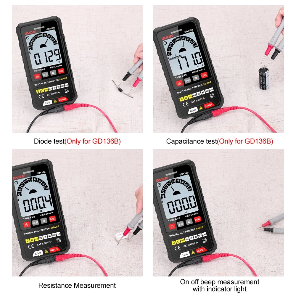 GVDA Digital Multimeter Auto Ranging NCV DC AC Voltage Tester Voltmeter Smart Multi-meter DMM Multitester True RMS Multimeter