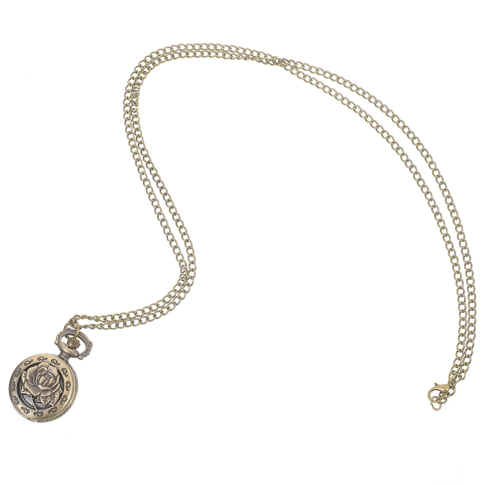 

Vintage Bronze Quartz Pocket Watch Pendant Chain Necklace Hollow Flower Design For Men Women Retro Gift Timepiece