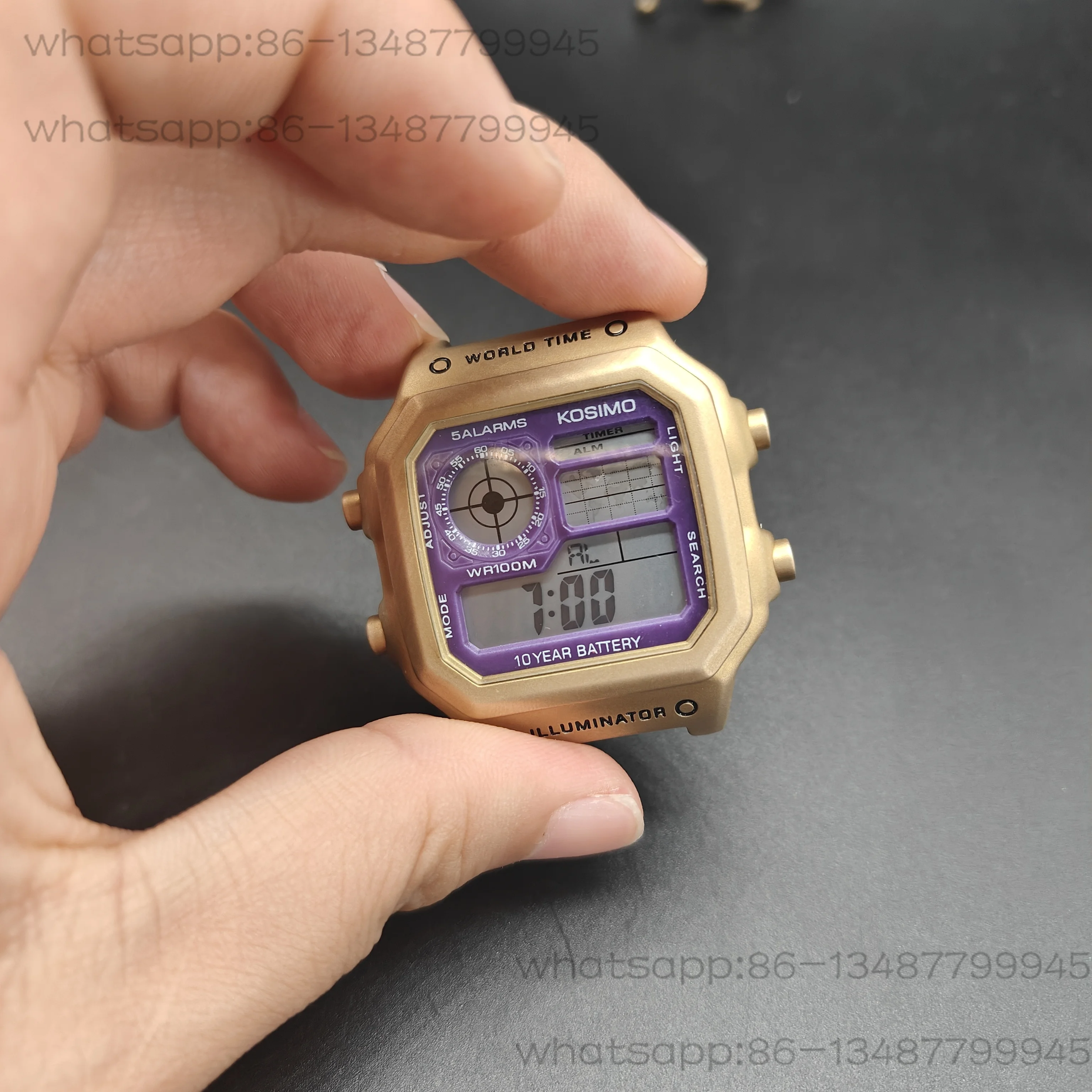 Pure Copper Shell Brass Shell Small Square Men's Electronic Watch Tide Suitable for AE-1200WH