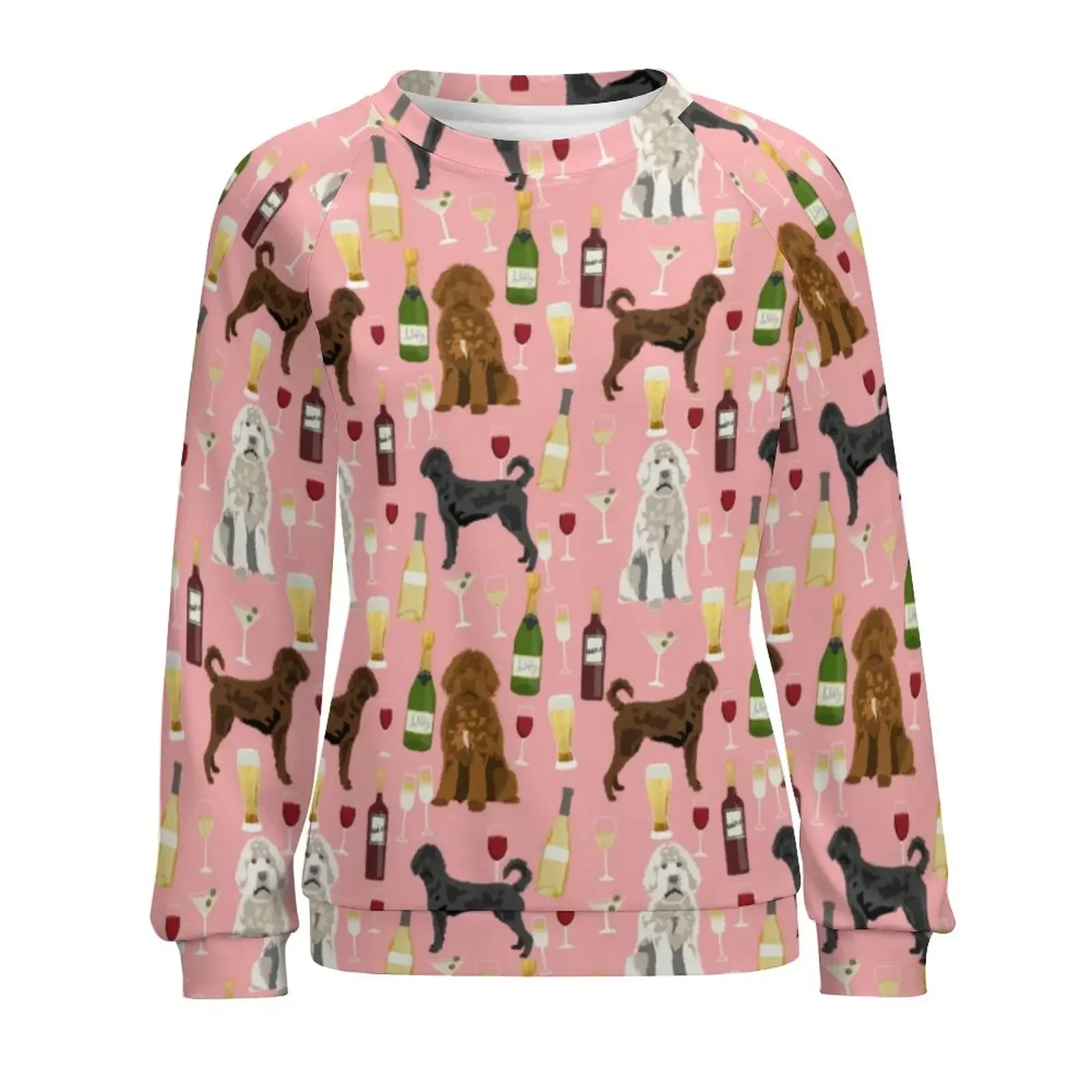 Wine Loves Casual felpe con cappuccio labraoodle Dogs estetica grafica felpa con cappuccio manica lunga Hip Hop felpe oversize regalo di compleanno