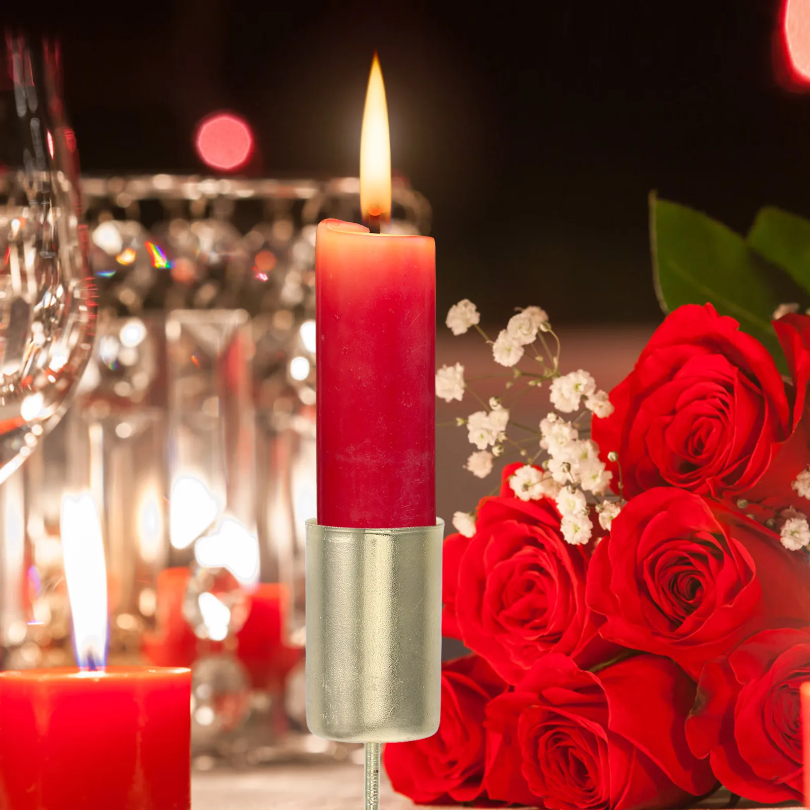 

5pcs Christmas Holders Iron Party Favors Taper Cup Inserts Spike Table Decor Festive Supplies Sturdy