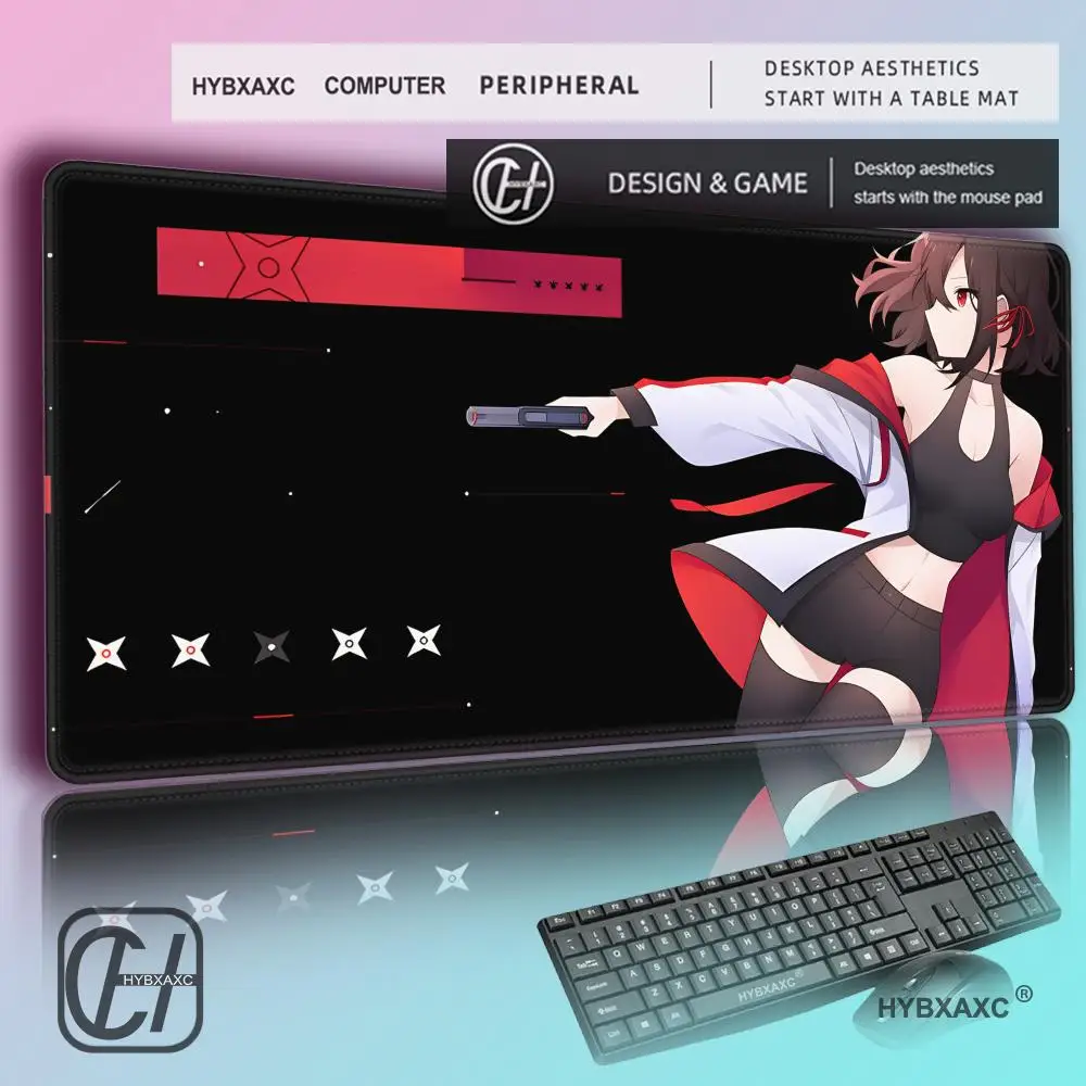 

HYBXAXC YUki Aim Gaming MousePad katana Non-Slip Mouse Mat Anime Mousepad Gamer Professional Computer Desk Pad Keyboard Mat
