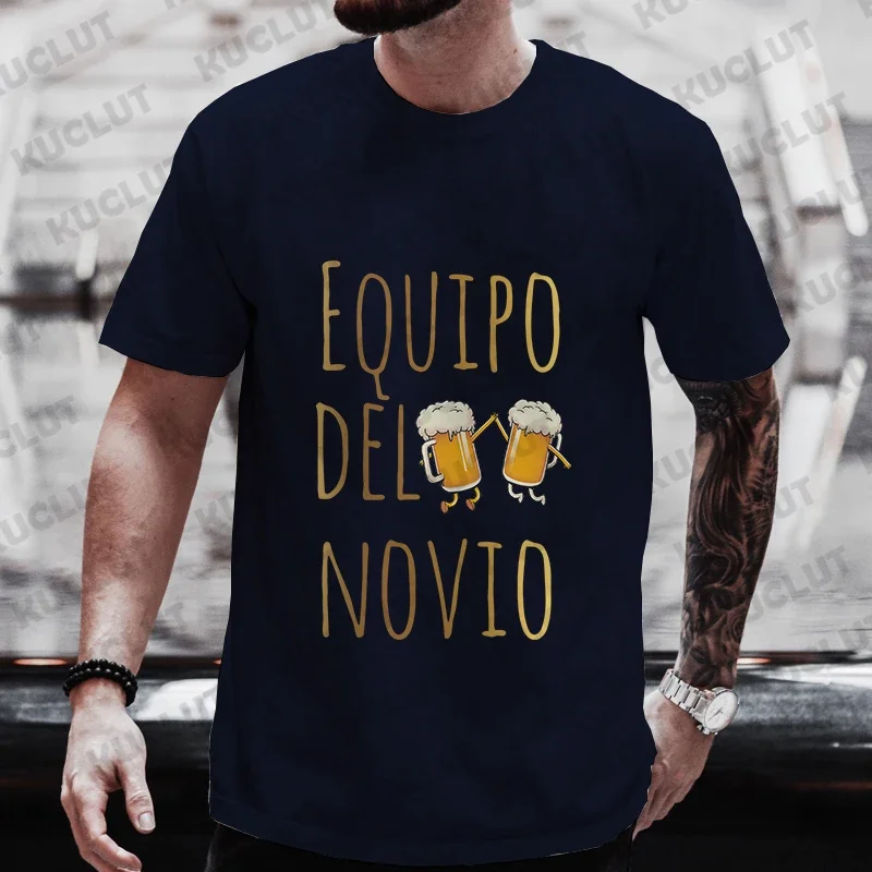 Fidanzato spagnolo Evg Team Groom Man T Shirt Single addio manica corta Tees addio al celibato Tshirt Wedding Beer Graphic Tops