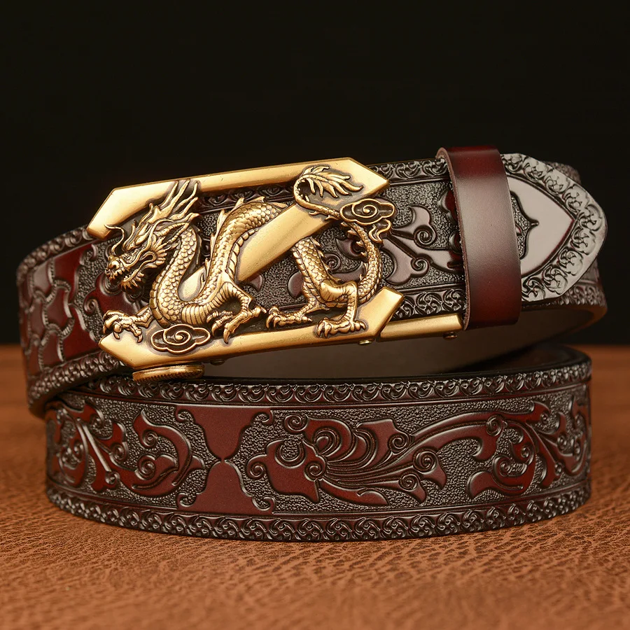 New Retro Fashion Business Men's Belt Western Automatic Buckle Cowboy Casual Style Luxury Brand Punk Belt Men