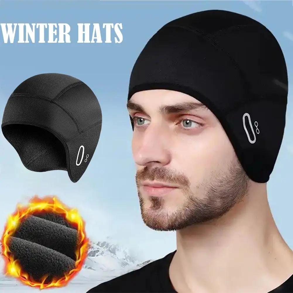 Winter Warm Fleece Skull Cap Helmet Liner Ski Cycling Bike Hat Men Motocycle Riding Hat Windproof Glasses Hole With MTB I9Q5