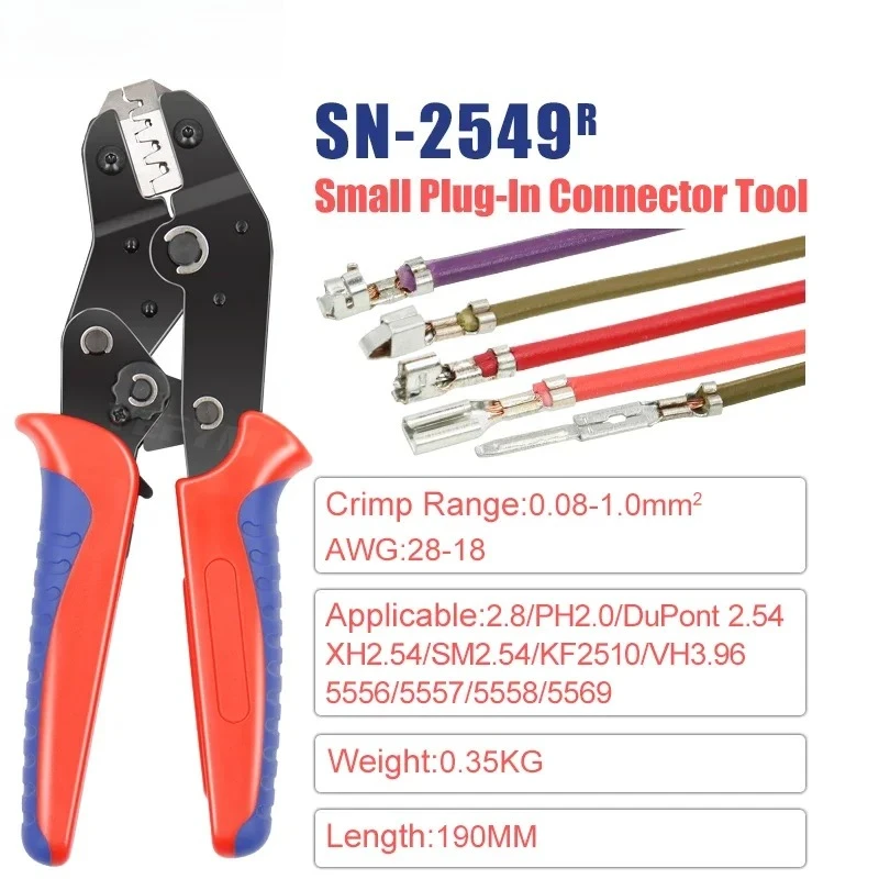 

YEFYM SN-2549 AWG28-18 (0.08-1.0mm²) Ratcheting Wire Crimping Tools forPH2.54/Dupont 2.54/2.8/3.0/3.96/4.8/KF2510/JST Terminal
