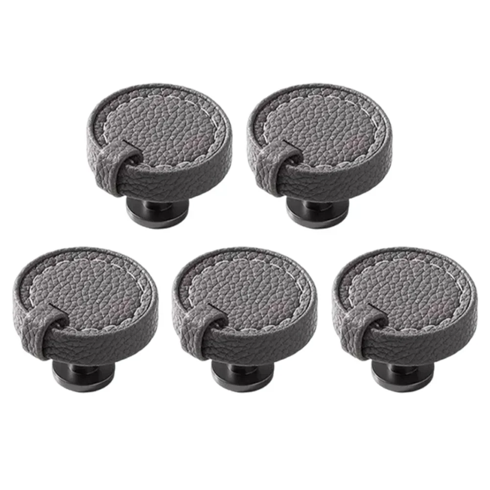 

Unique Kitchen Accessories Round Leather Handles 36*36*28mm Cabinet Knobs Versatile Applications Zinc Alloy Base