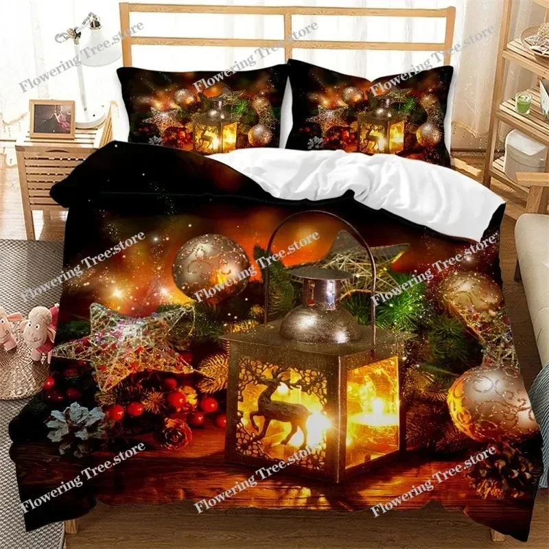 

Red Christmas Duvet Cover Santa Claus Snowman Twin King Bedding Set Microfiber Cartoon Comforter Cover With Pillowcases
