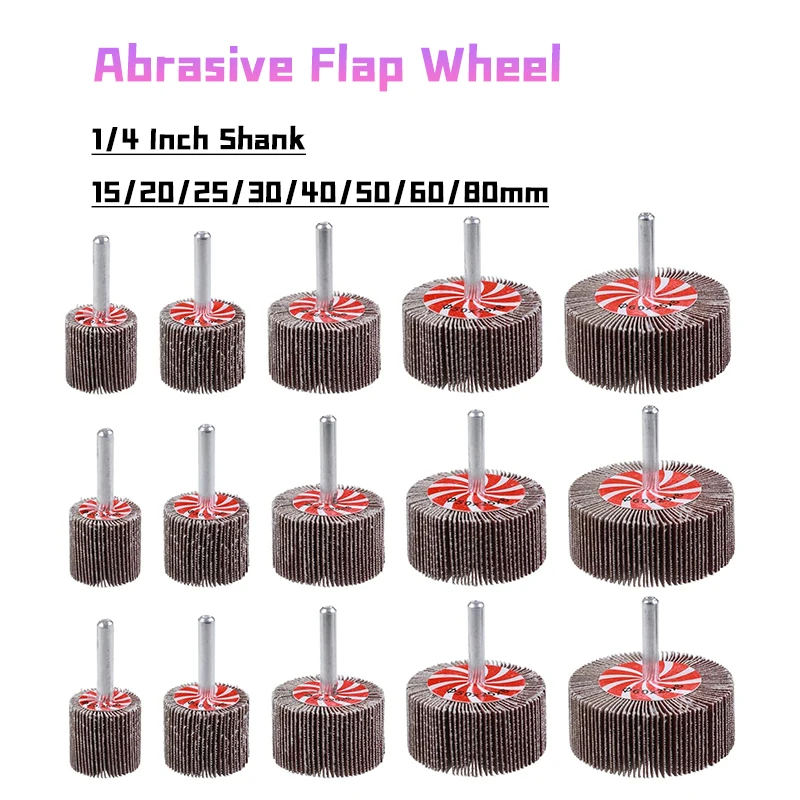 Abrasive Flap Wheel Sander, 1/4 Inch Shank Flap Wheels for Drill, Die Grinder Flap Wheel,Flap Wheel Sander for Drill 15mm~80mm