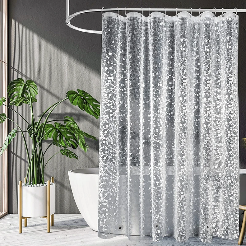 1pc PEVA 3D Clear Cobblestone Shower Curtain Liner with 3 Weighted Magnets And 12 Hooks, Window Curtain, Bathtub Partition