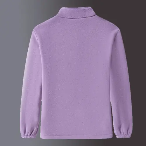 Imagen 2 del producto Sudadera gruesa de terciopelo de cordero con cremallera para mujer, cárdigan informal bordado, chaqueta holgada cálida con cuello levantado, sudadera a prueba de viento