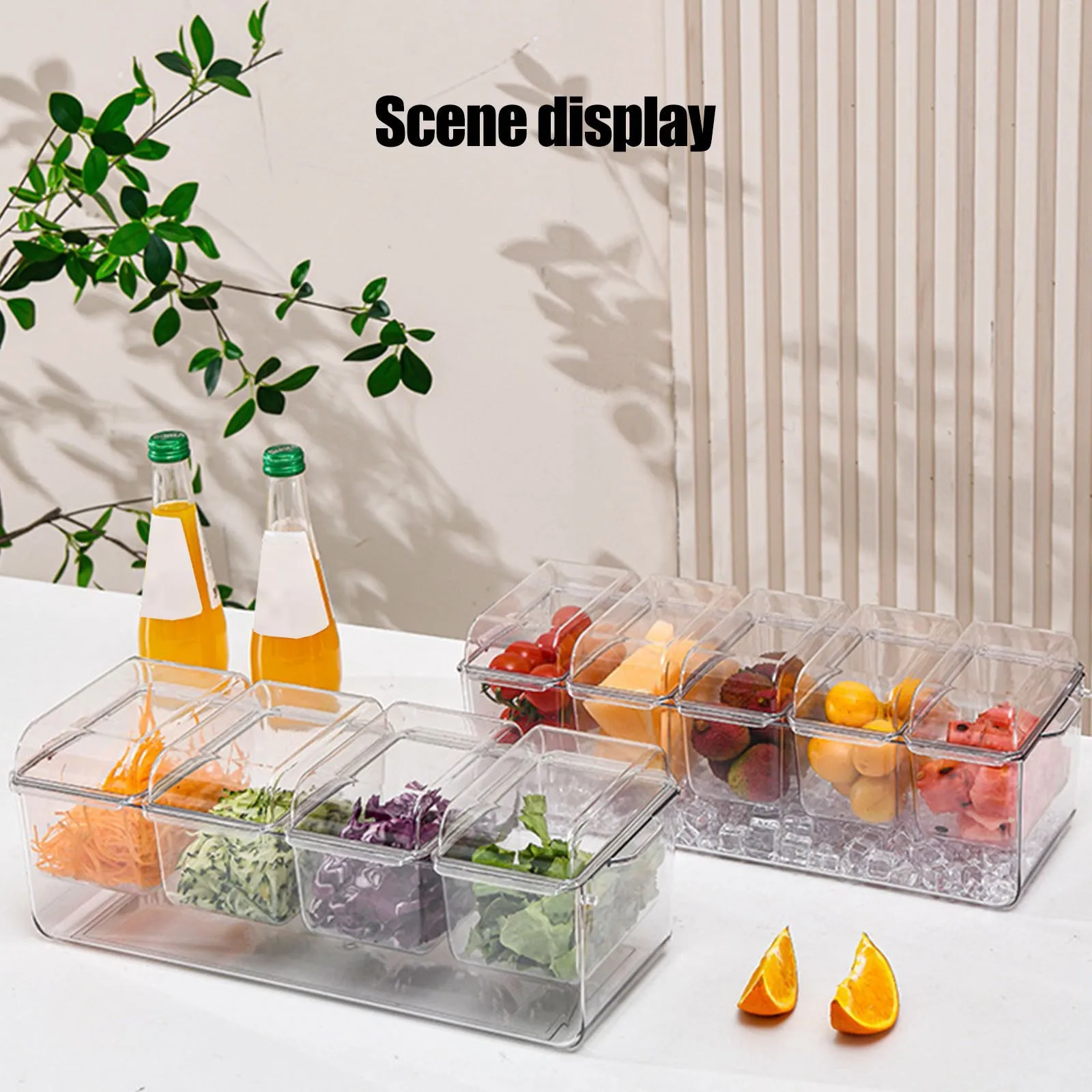 4/5 Compartiment Kruidenbak Bar Ijsgekoelde Kruiderij Box Bar Drinkt Fruit Snack Container Opbergdozen Fruit Lade