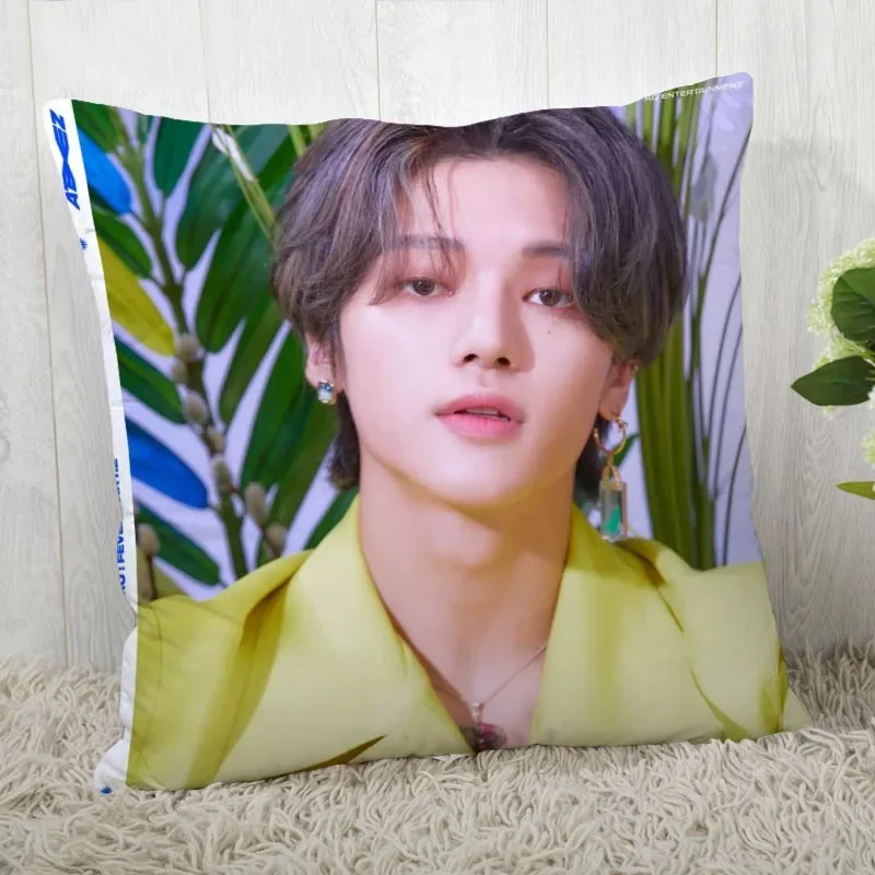 Custom Ateez KPOP Square Pillowcase Custom Zippered Pillow Cover Case 45x45cm(One Side) 04.1