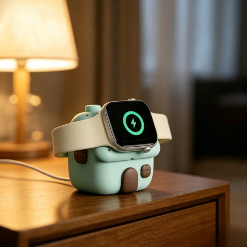 Cute Cabin Themed Charging Dock Bracket for Appl Watch Customized Desktop Ornament Silicone Magnetic Absorption Box Accessories