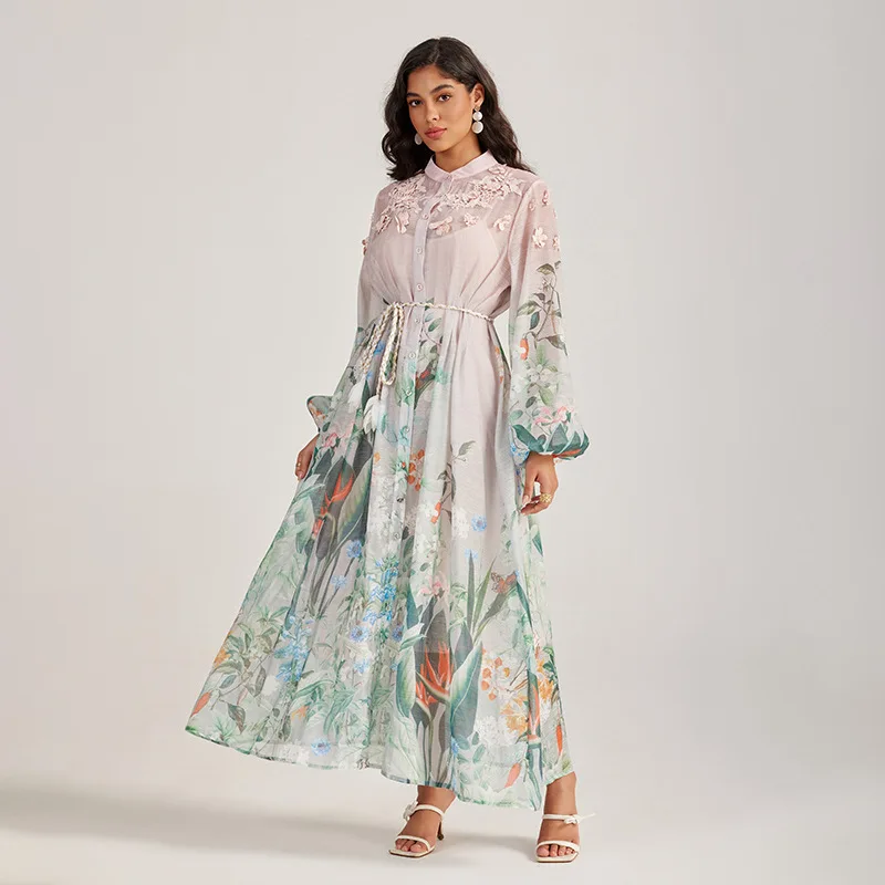   Sle Long Sve brodé Dr col montant t-shirt dimensionnel vacances Faion taille basse Thi hiver rue Sle