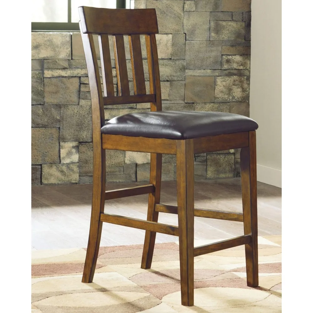 Haddigan 24" Counter Height Upholstered Barstool 2 Count, Dark Brown