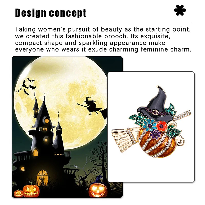 Moda Halloween Abóbora Fantasma Morcego Broches Pins Charme Chapéu Roupas Acessórios Brinquedo