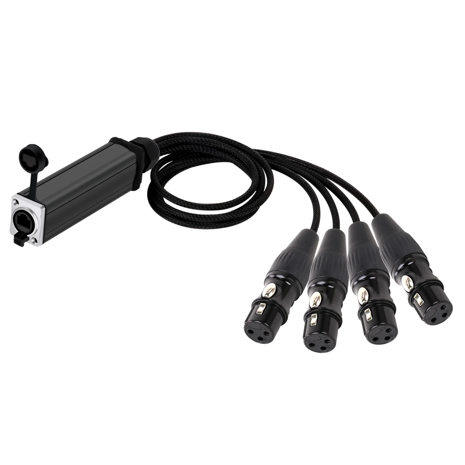 Waterproof RJ45 CAT5 Female to 4 Channel 3Pins XLR Male/Female Connector Audio Cable Splitter for Network Extension LED Stage