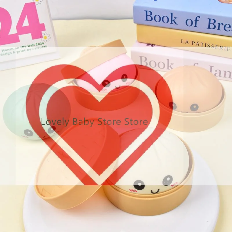 【BS】Ecompression Toy, Simulated Steamed Bun Squeezable Toy With Smiling Face, Steamed Bun Squeezable Toy