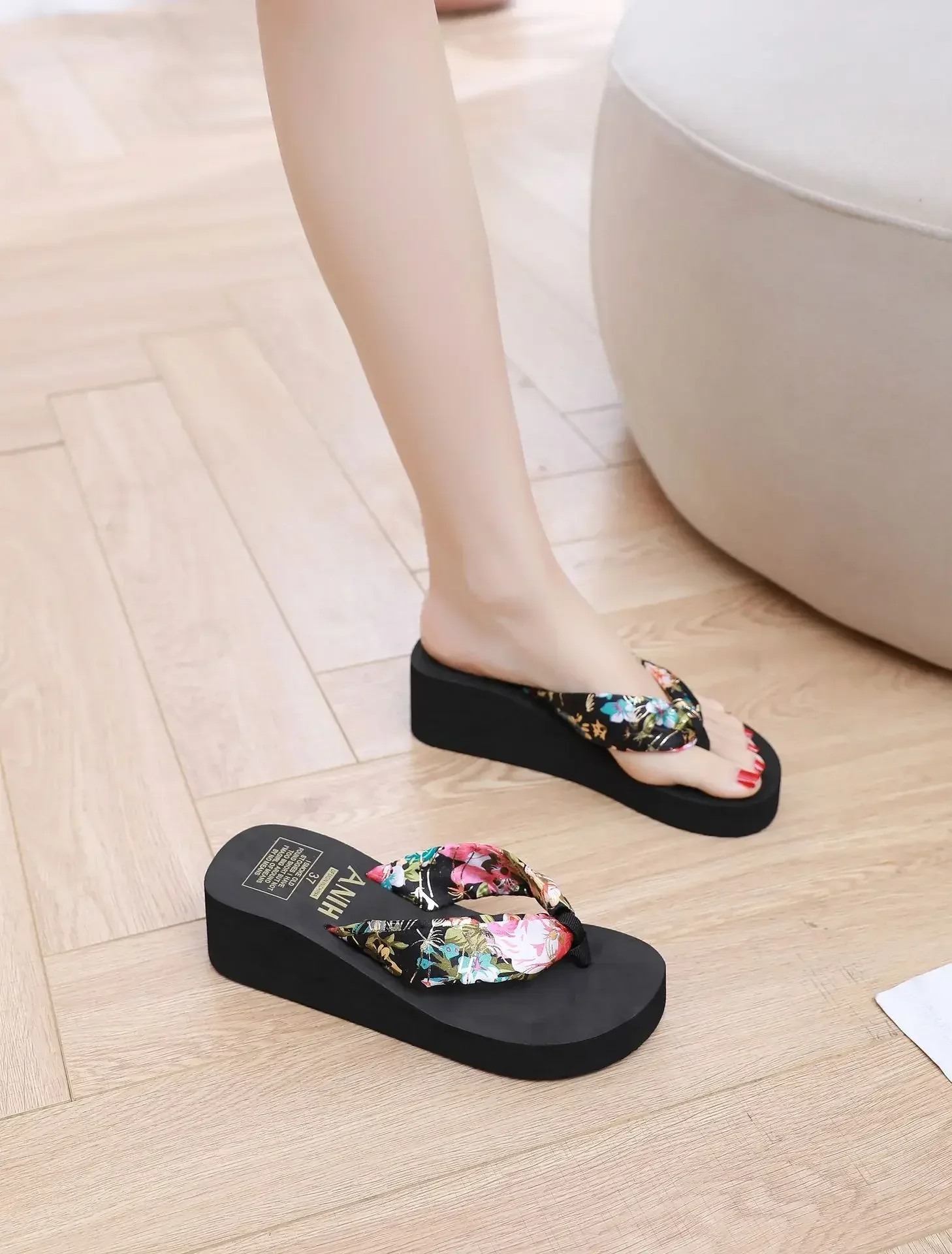 Damen Flip-Flops Sommer Strand Plateau-Slipper Lässige Outdoor-Keilsandalen Sommer Damenschuhe – Detail 9