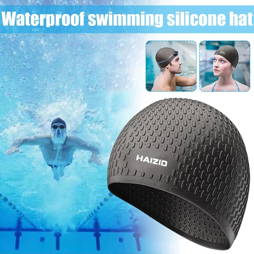 1 Pc New Silicone Swimming Cap Adults Swimming Hat Elastic Diving High Ultrathin Bathing Equipment Protection Sports Ear G9T1