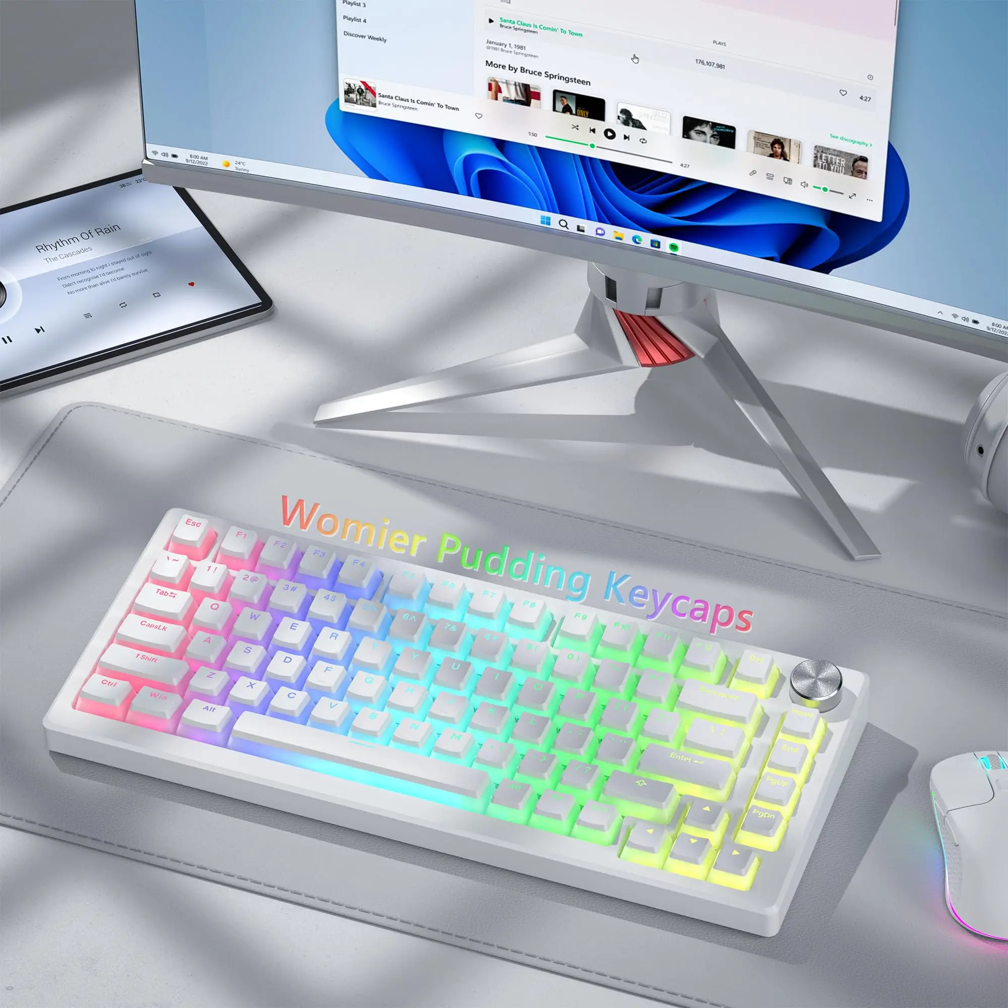 Womier 130 키 푸딩 키캡을 통해 빛나는 OEM 프로필 체리 MX 스위치 기계식 게이머 키보드 용 이중 샷 PBT 키캡