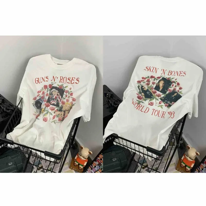 

Men's and Women's Heavy Cotton T-shirt American Retro High Street Loose Trendy Couple Short-sleeved Oversized Hip-hop Top