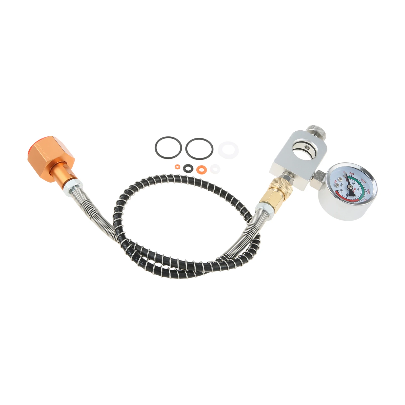 CO2 Transfer Adapter for W21.8-14 (DIN477) Refill Adapter Hose CO2 Adapter High Pressure Hose with 3000PSI Pressure Gauge